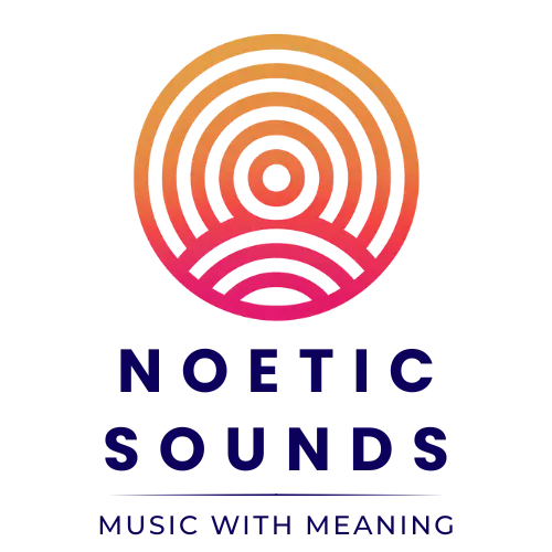 Logo of Noetic Sounds with colorful circular design and text on a white background