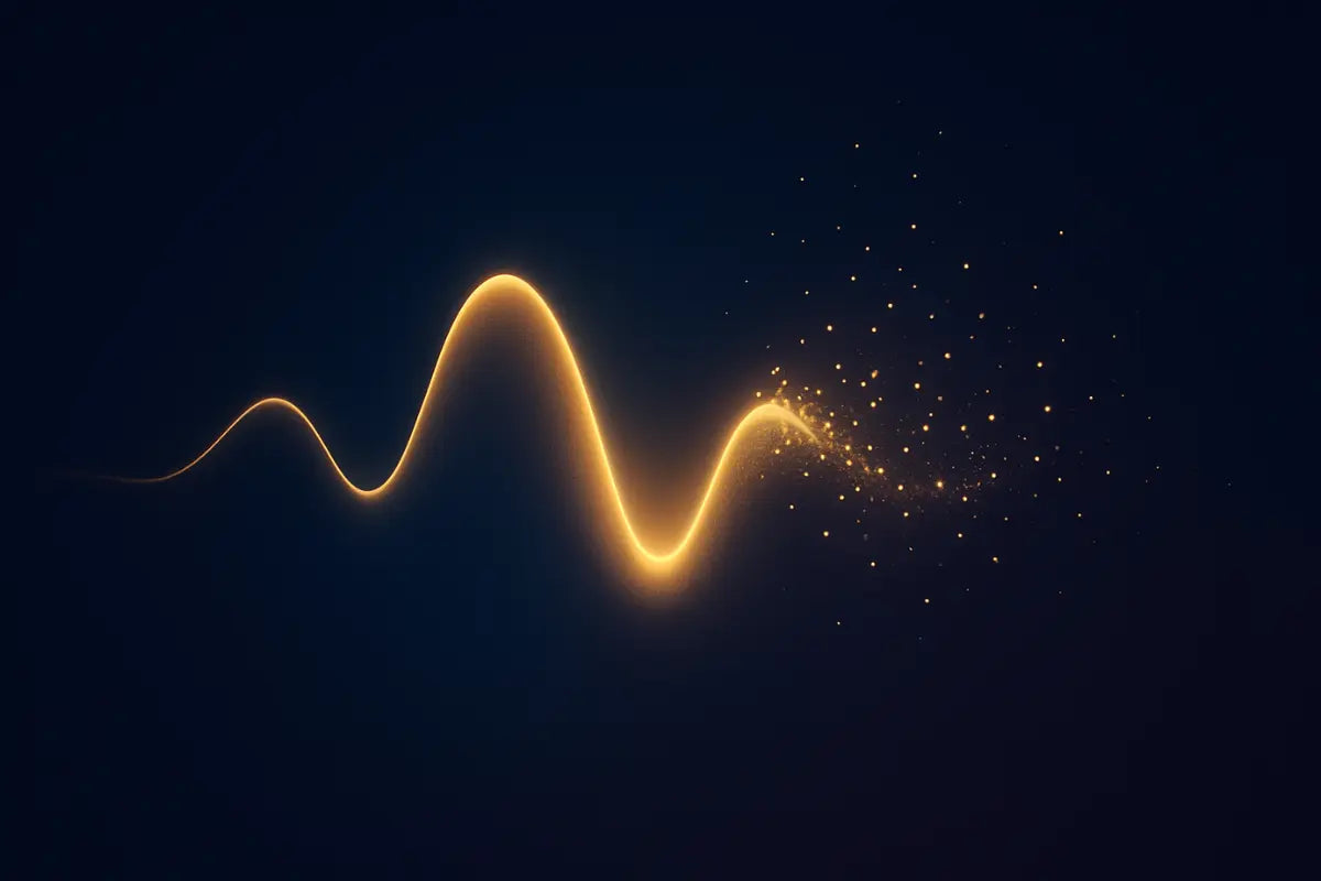 Wavy line of glowing light on a dark background