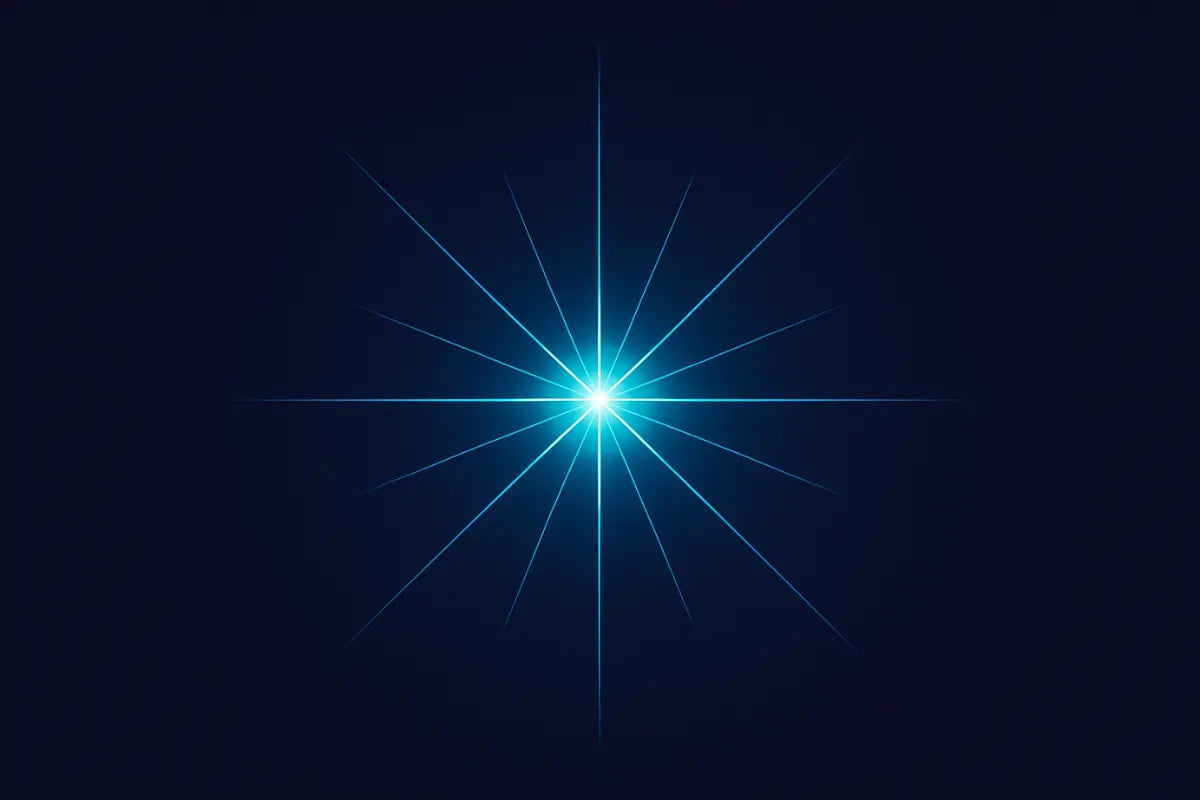 Blue starburst light effect on a black background